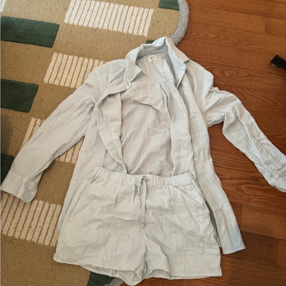 Light Blue Shirt and Shorts Set